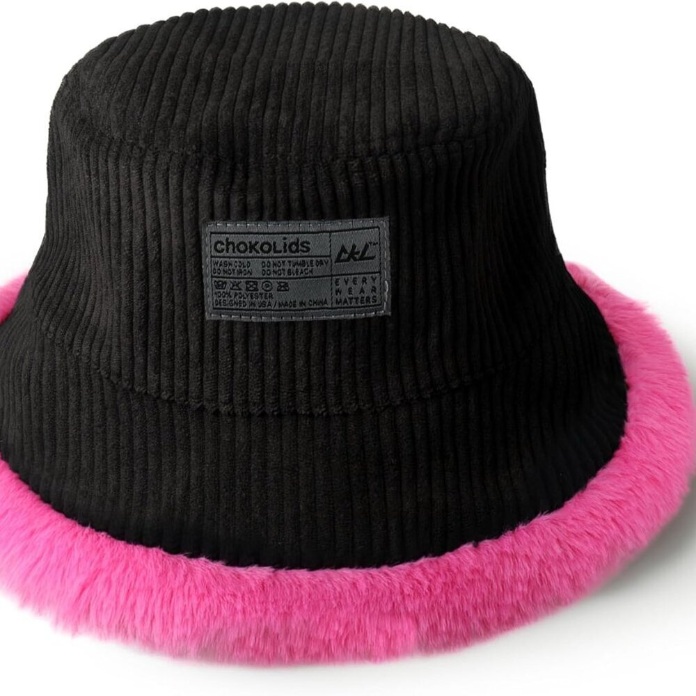 Reversible Fur Bucket Hat Elegant Fuzzy Bucket Hat Corduroy Trendy Winter Hat Fl